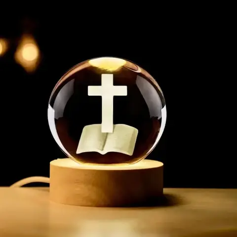 3D 크리스탈 볼 크로스 Ln 손, 여러 가지 빛깔의 3D LED 야간 조명, 기도하는 손, 여성 남성 기독교 선물 Best5