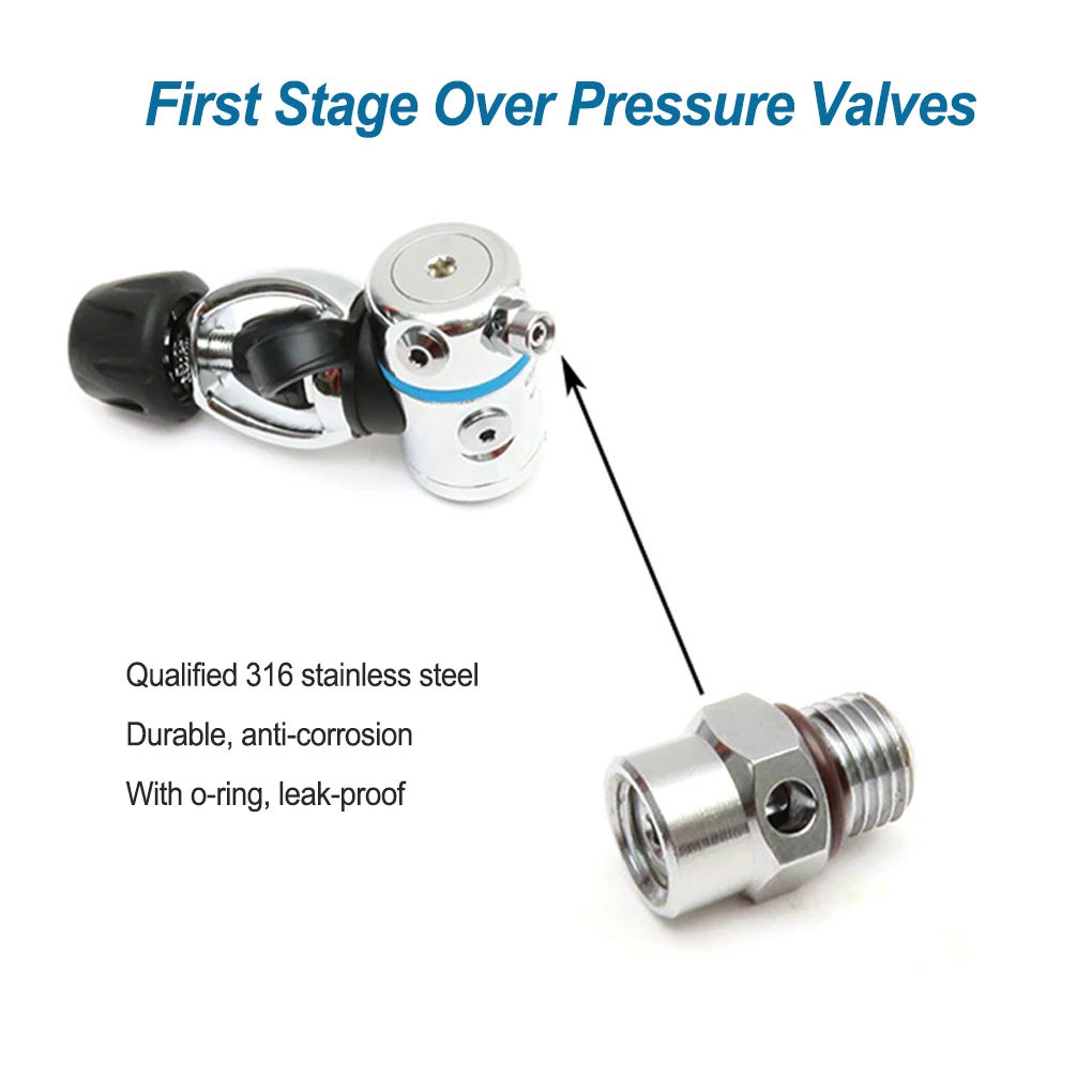 Technical Scuba Diving First Stage Pressure Relief Valve Screw 180~200PSI Adaptor Water Sports Connector Swimming