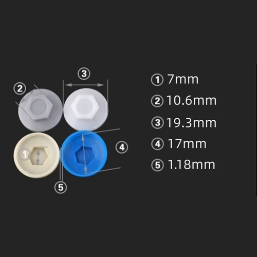 Imagen 2 del producto 50/100/300/500 Uds 5,2mm tornillo autoperforante Hexagonal exterior tapa impermeable cubierta protectora de tornillo de plástico tapa antioxidante