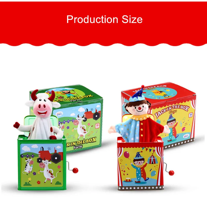 Jack in the Box Brinquedo musical infantil clássico Caixa de lata