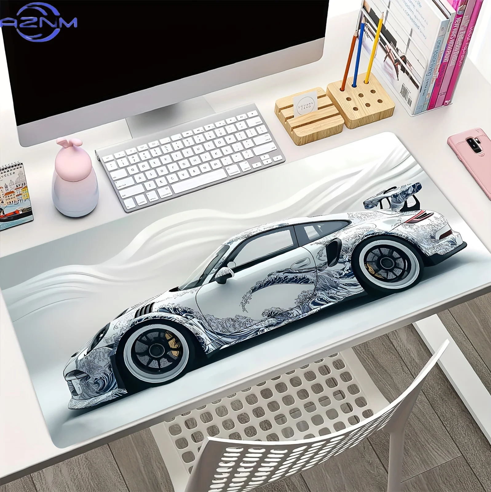 XXL Ocean Wave Racing Mousepad Large Non-Slip Rubber Base Gaming Desk Pad Extended Esports Office Laptop Keyboard Protector Mats