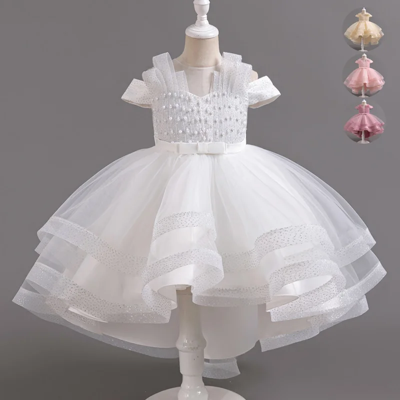 

Children Wedding Dresses Mesh Gown Kids Girl Training Dress Birthday Ceremony Flower Girl Dress For Party