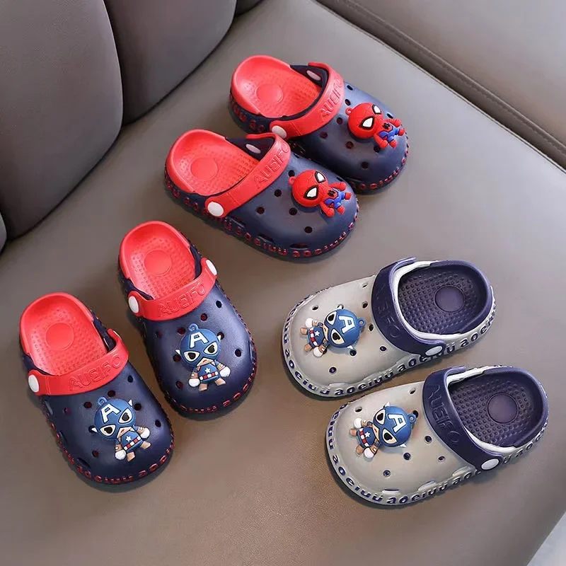 

Children Shoes Baby Boy Girl Cartoon Captain America Spiderman Sandals Summer Kids Slipper Indoor Non-slip Beach Sandals 140-200