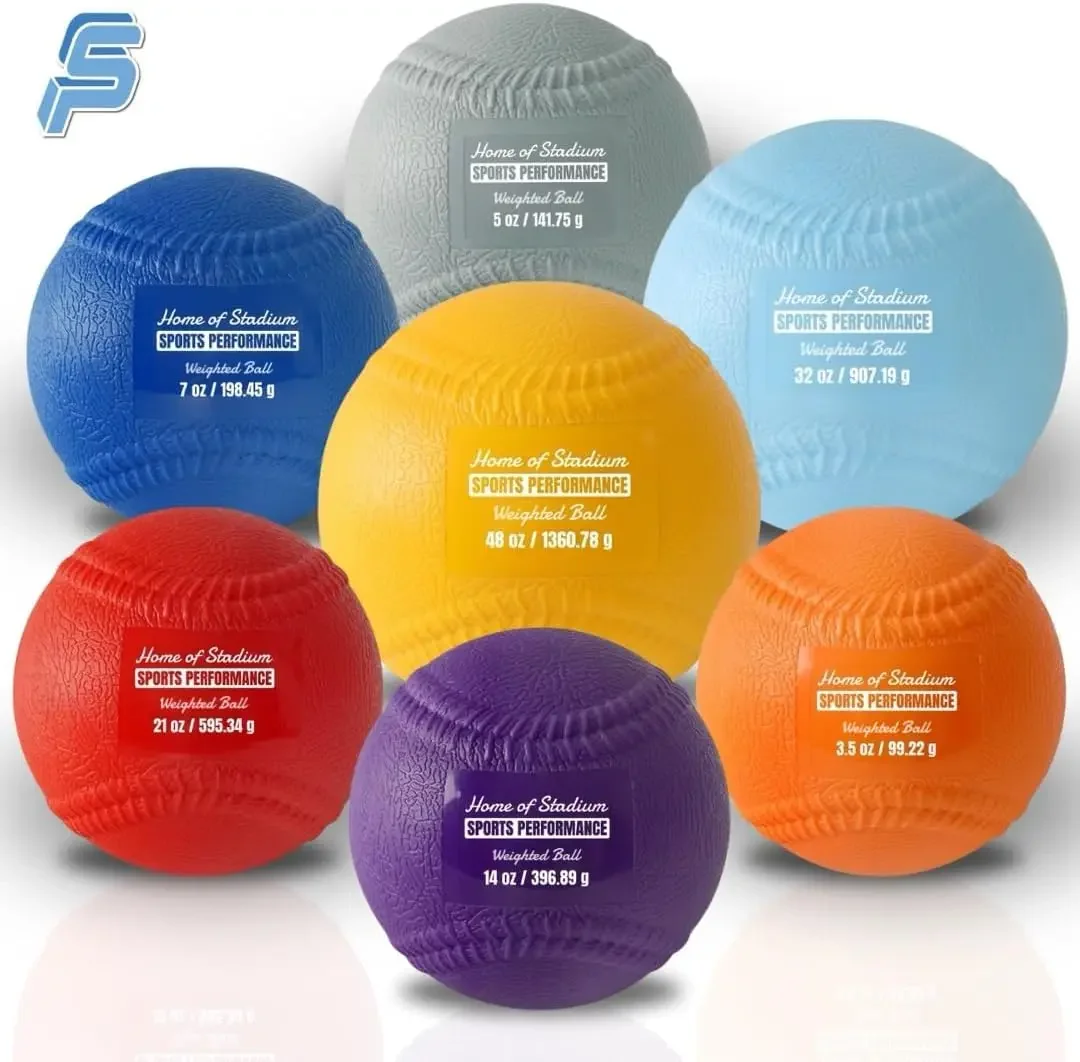 

Soft Shell Plyo Weighted Balls with Seams | Set of 7 | Training Balls for Improving Velocity