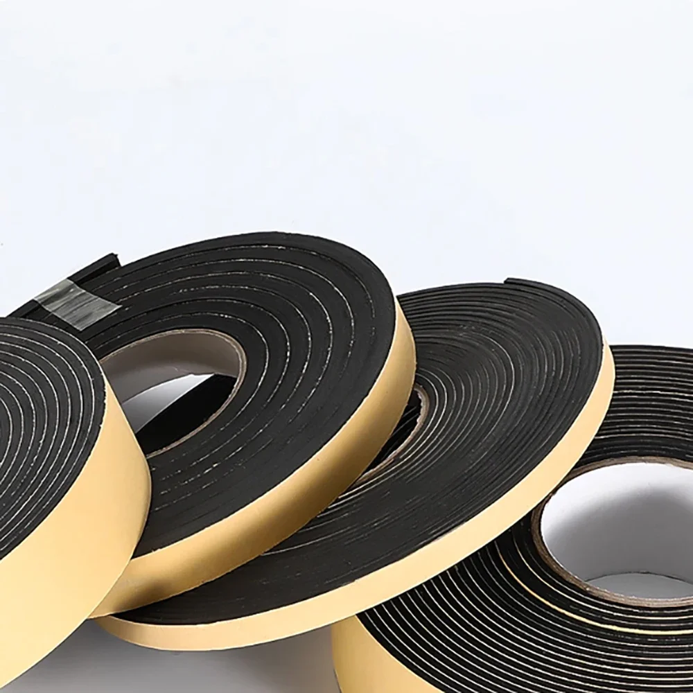 2Meters 10Meters Black EVA Foam Strip with Adhesive Sponge Strip Self-Adhesive Rubber Strip Sealing Strip Thick 1mm-20mm﻿