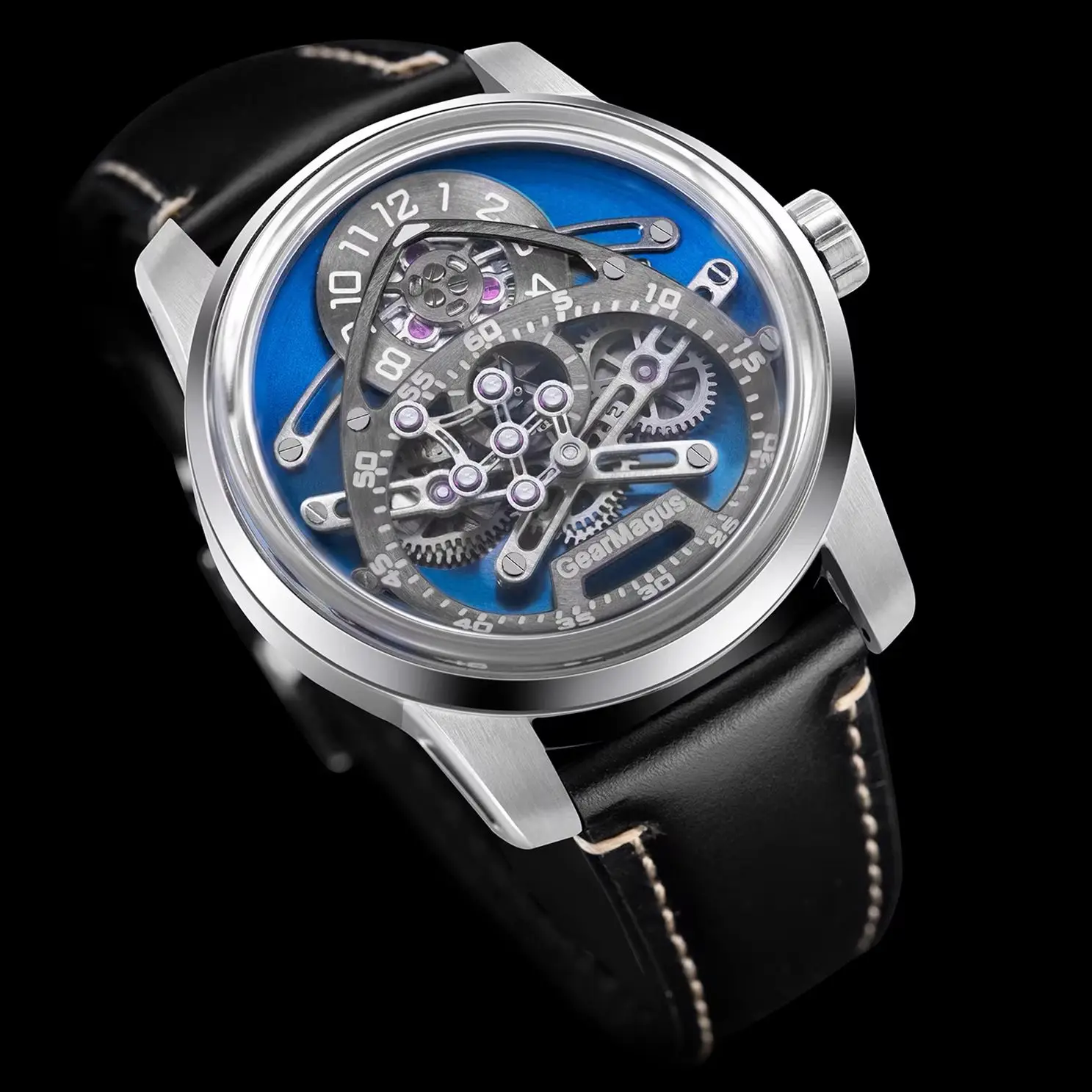 OBLVLO Men Automatic Watch 42MM Mechanical Wristwatch Waterproof Sapphire Mirror Luminous Retractable Hands SW200