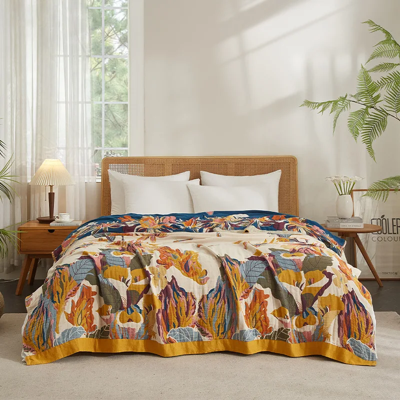 

100% Gauze Air Conditioner Sofa Towel Nap Cotton Blanket Pure cotton gauze blanket nap blanket