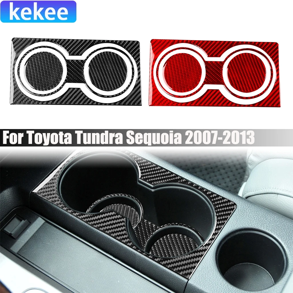 

Carbon Fiber Car Accessories Center Cup Holder Pad Modified Interior Trim Cover Soft Sticker For Toyota Tundra Sequoia 2007-2013