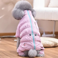 Thicken Overall For Dogs Warm Snowproof Zipper Pet Jumpsuit Trouser Male Female Puppy Elastic Clothes Winter Down Parkas Jacket