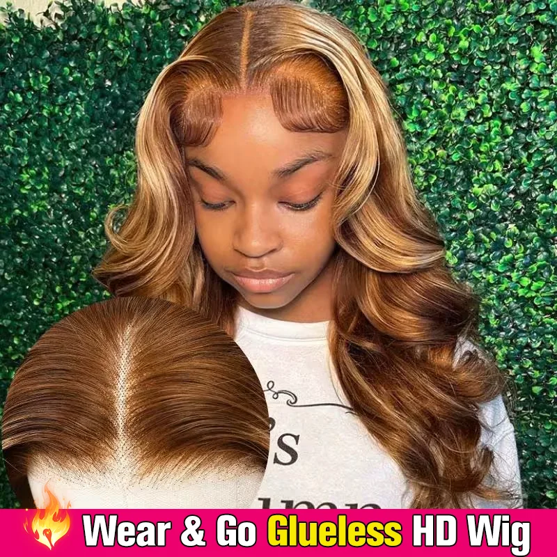 Honey Blonde Body Wave Lace Front Wig Highlight 13x6 HD Lace Frontal Wig Human Hair Wear Go Glueless 6x4 HD Lace Closure Wig