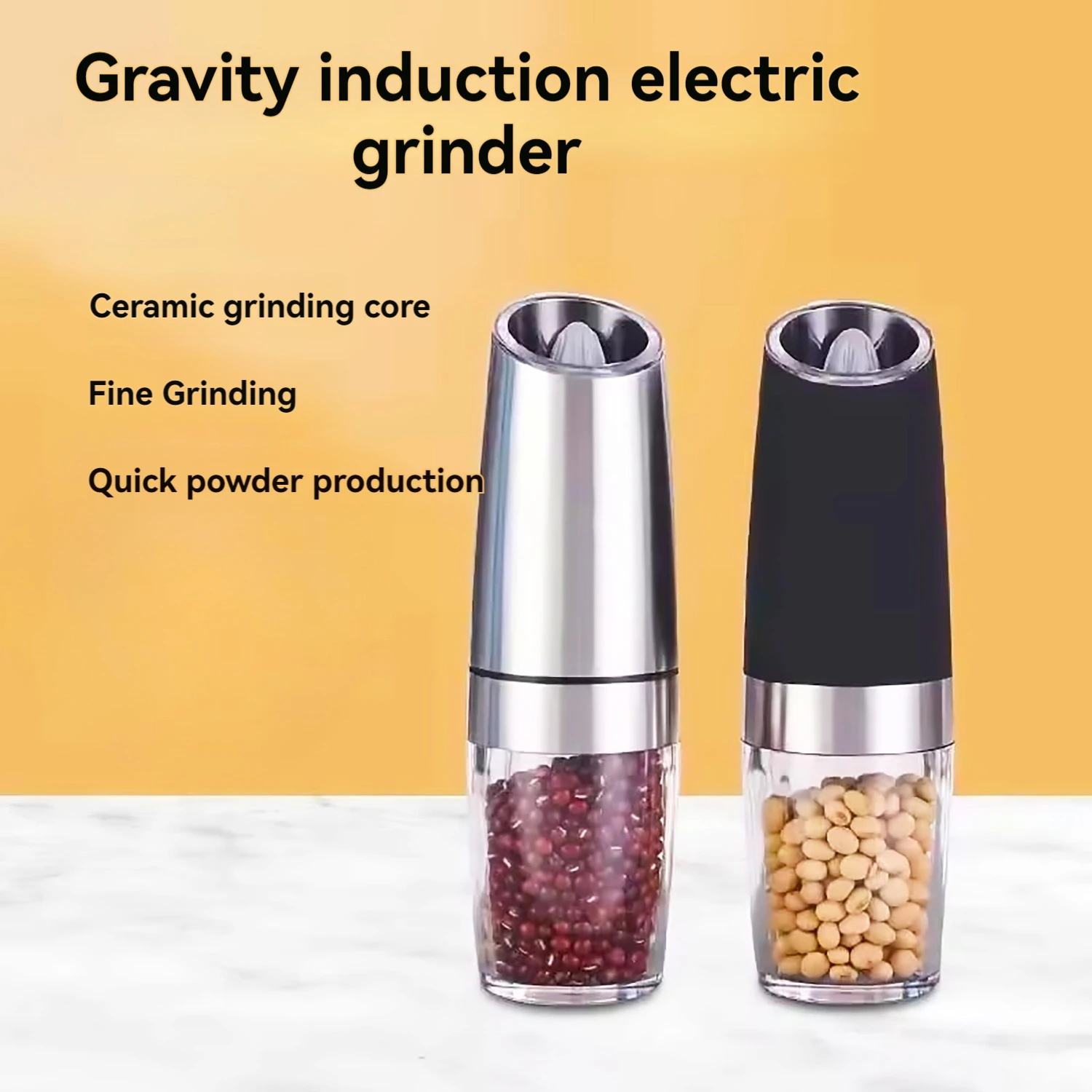 Electric Automatic Mill Spice Salt and Pepper Grinder Gravity LED Light Adjustable Coarseness Kitchen Steak Tool Sets