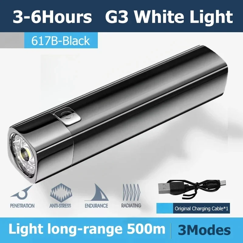 Super Bright LED Flashlight USB Rechargeable 18650 Battery Led Torch for Night Riding Camping Hunting & Indoor Flash light