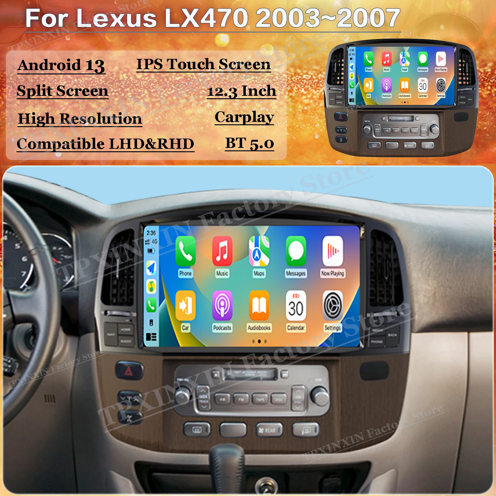 

12.3‘’ Intelligent Machine Android Multimedia For Lexus LX470 2003~2007 GPS Navigation Car Radio offline map Stereo Head Unit