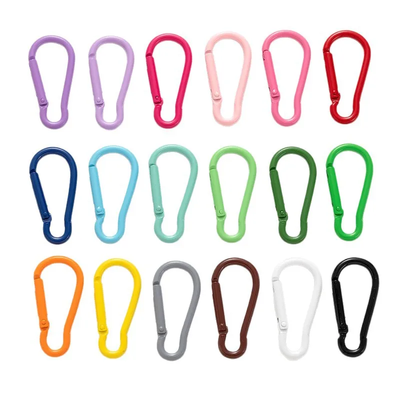 10/20/50 Pcs Colorful Aluminum Alloy Gourd Carabiner D‑Shape Clip Outdoor Water Bottle Hook DIY Jewelry Accessory No.5 Carabiner