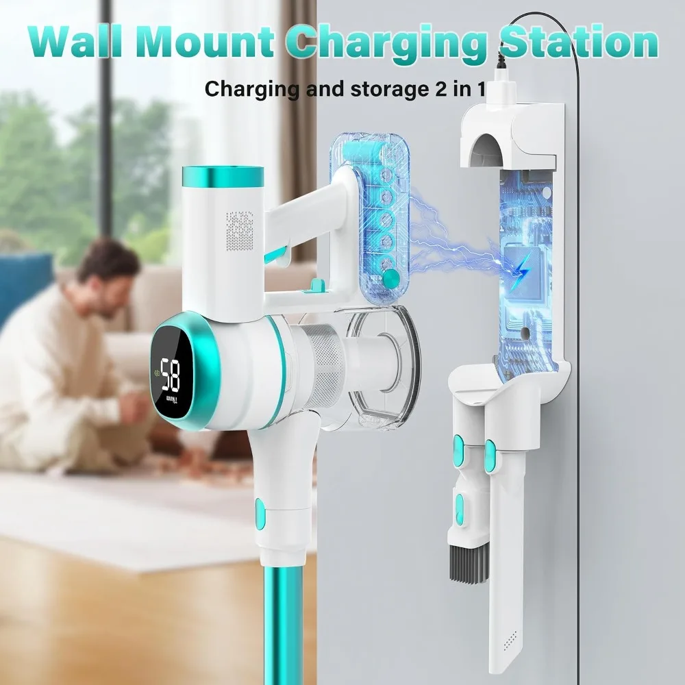 450W 40KPa Cordless Vacuum with LED Touch Screen, Wall Dock, Anti-Tangle, Lightweight for Pet Hair & Hard Floor view 4
