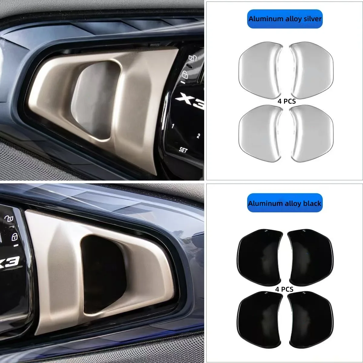 For BMW X3 2025 Car Inner Handle Door Bowl Protective Sticker Alloy Anti-scratch Door Handle Decoration car interior Accessories 5