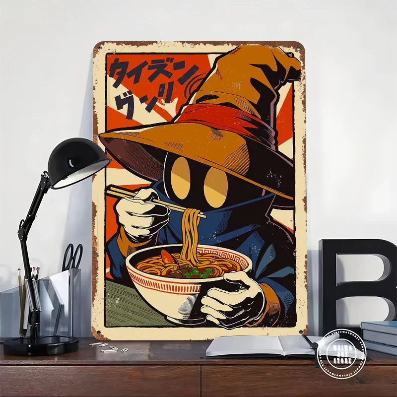 Vivi Eating Ramen Tinplate Poster Customized Wall Art Retro Vintage Metal Signs for Fans Room Decorating Interior Office Decor