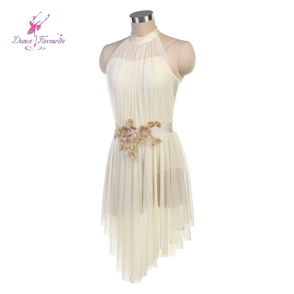 2026 جديد العاج دنة مع شبكة فستان طويل فستان الباليه الغنائي أزياء رقص DF25136B #4