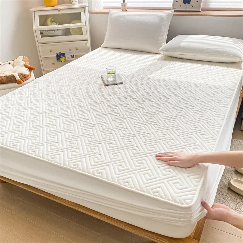 Waterproof Thicken Mattress Cover Pad Protector Washable Jacquard Fitted Sheet Latex Mat Bed Cover