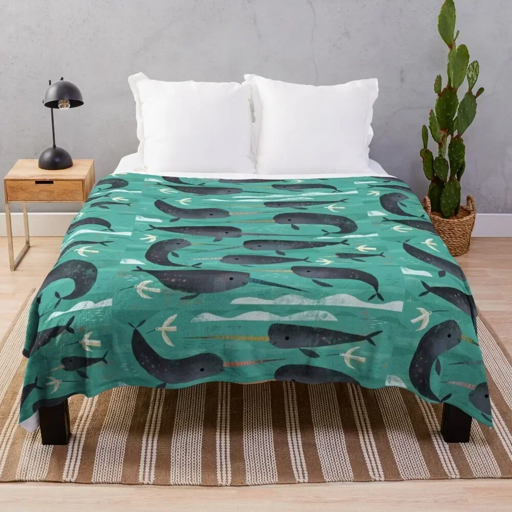 

Narwhals and Narbirds Throw Blanket Multi Use Warm Blanket for Living Room Bedroom