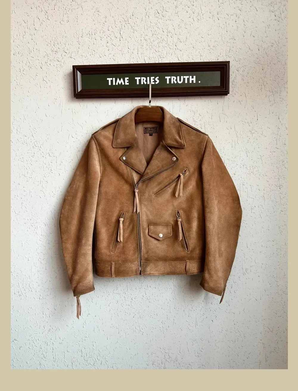 YR!Wholesales.Luxury brand Cidu suede leather jacket,Genuine Classic Moto Rider coat.Vintage style cow wear