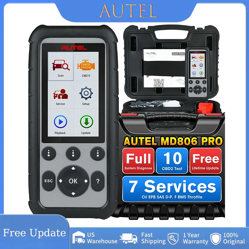 

Autel MaxiDiag MD806 PRO Car OBD2 Scanner Full System Diagnostic Scan Tool 7 Hot Services DPF Oil Reset BMS SAS Throttle A/F EPB