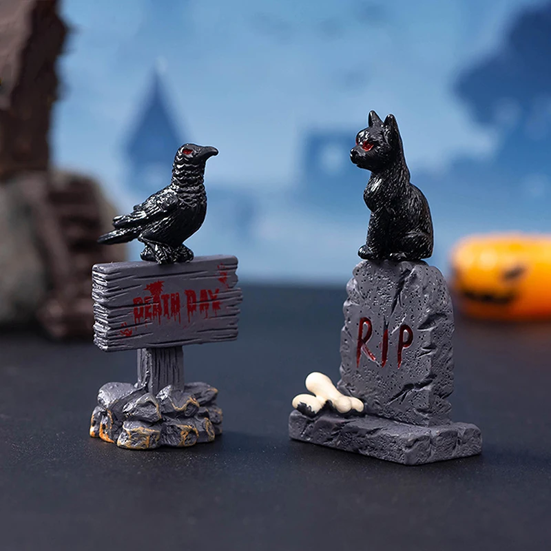 Cute Halloween Micro Landscape Miniature Figurines Resin Craft Mini Fairy Garden Ornaments Cute Pumpkin Ghost Vampire Decoration