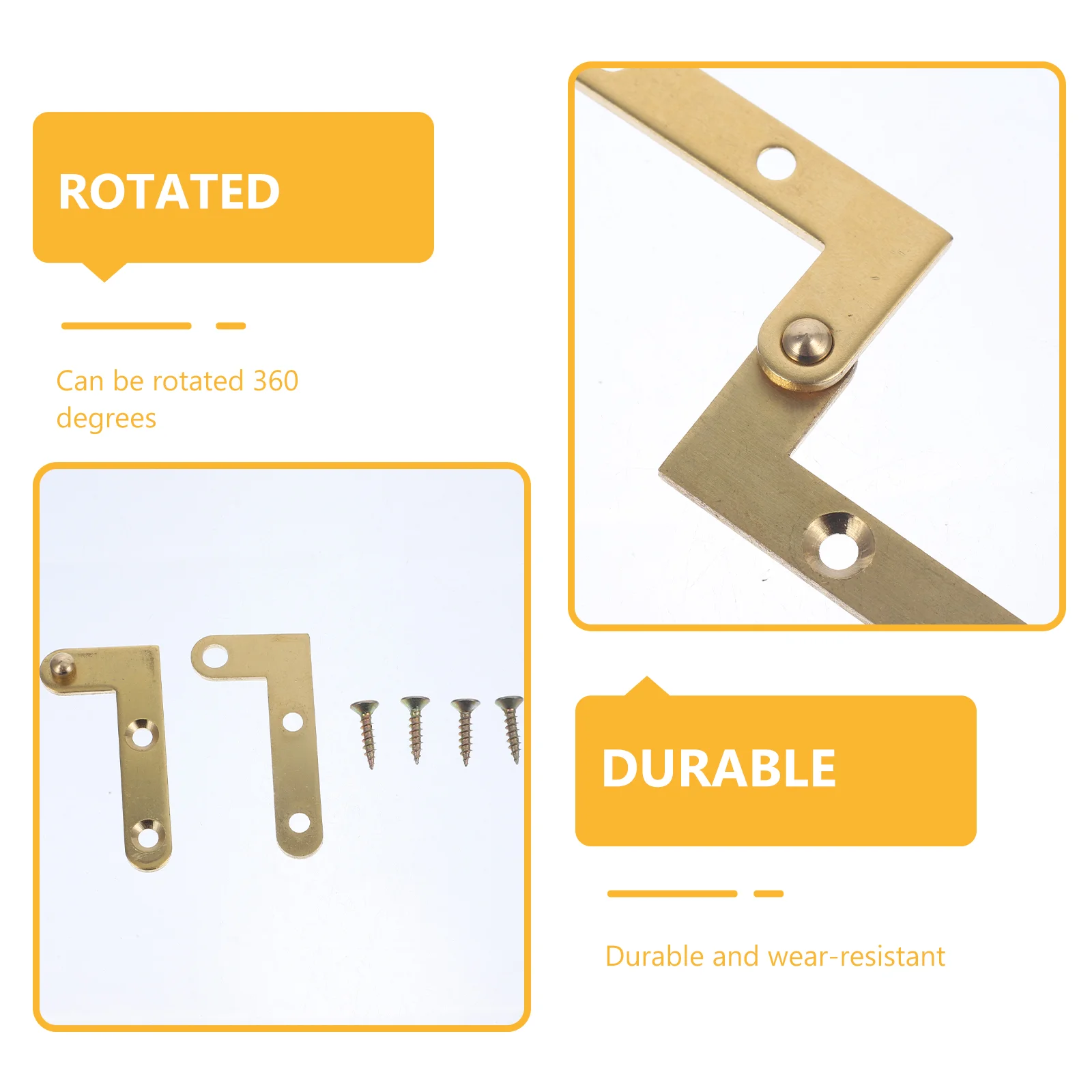 4 Sets Pivot Hinge Copper Attic Ladder Hinge Replacement Durable Rotatable Door Pivot Hinge for Hidden Doors