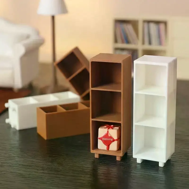 

1: 12 Toy House Furniture Decoration Toys 1 Storage Cabinet Decoration Mini Bookshelf Bookshelf Model