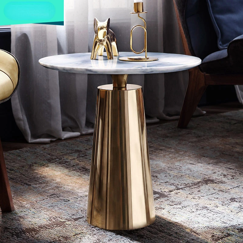 Luxury modern circular white and gold coffee table