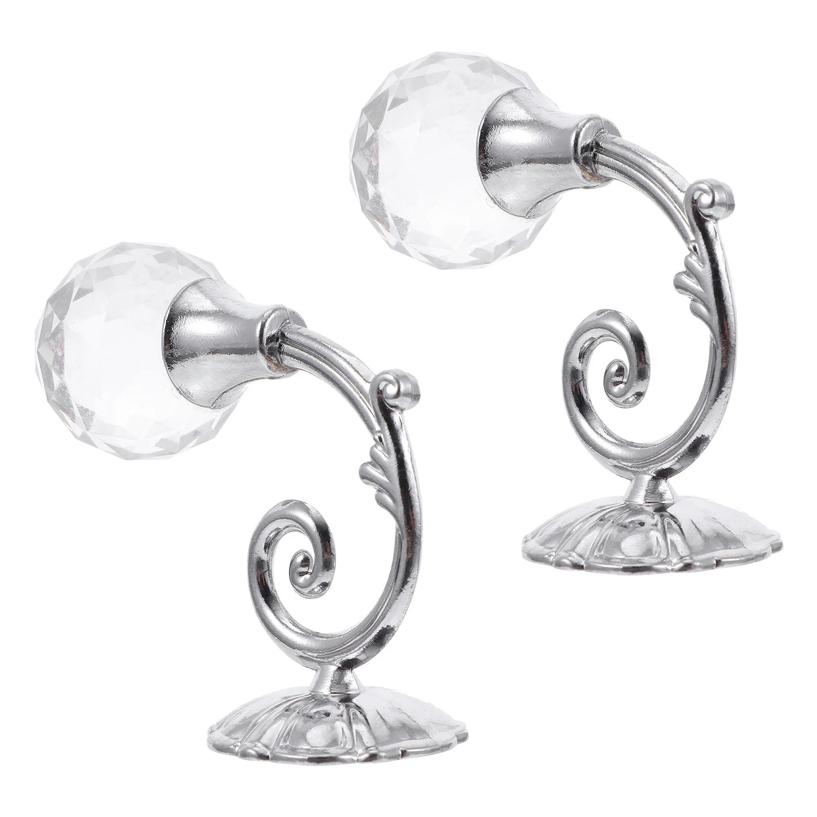 

1Pair Curtain Hooks Zinc Alloy Crystal Tiebacks Wall Mounted Multi Use Hooks for Drapery Clothes Home Decoration