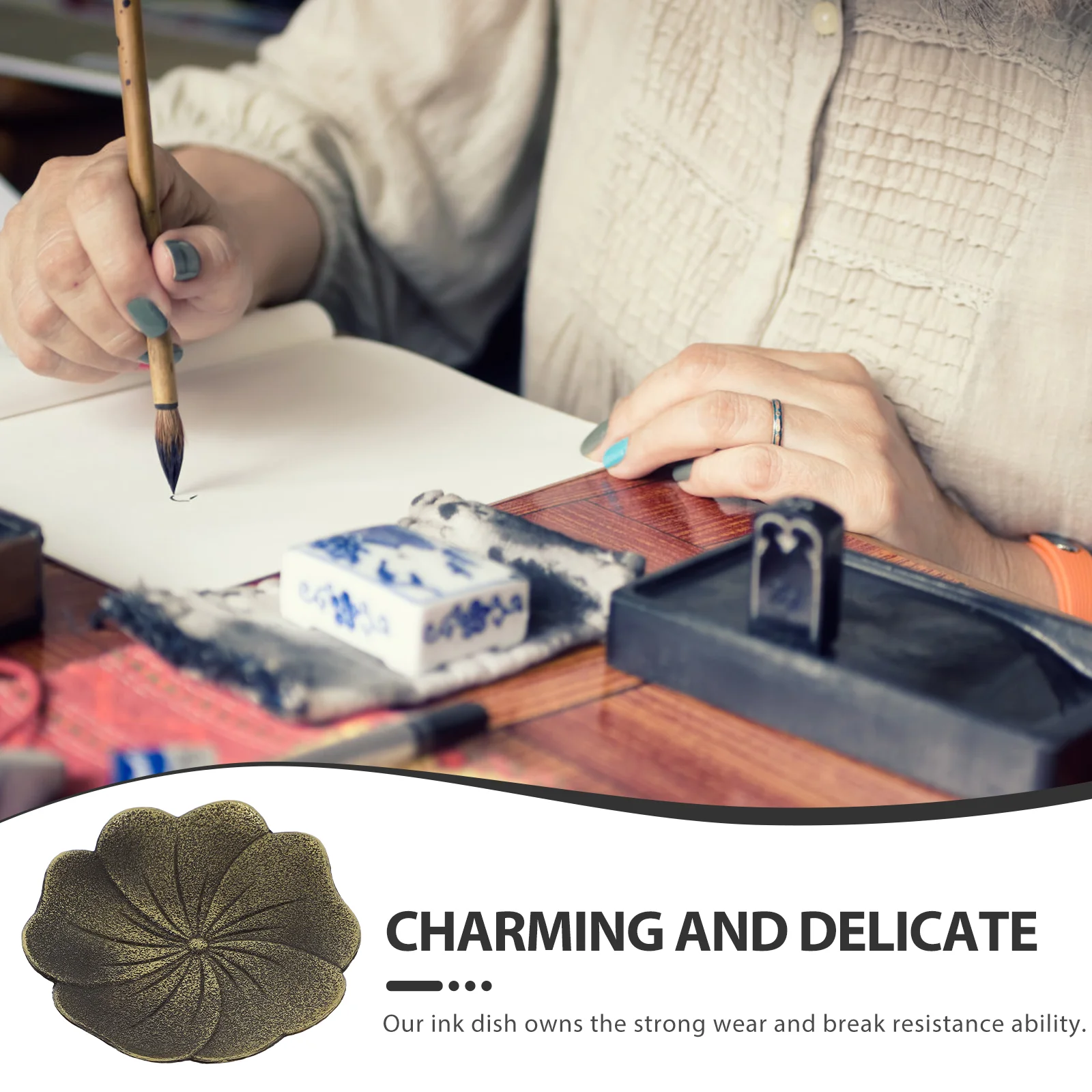 Calligraphy Inkstone Plate Coffee Spoon Utensil Rest Rest Stationery Practice Traditional Drawing Tool Sumi Tray