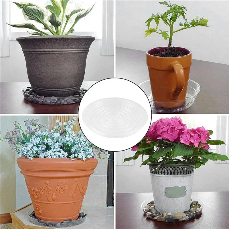 

60Pcs 8Inch Clear Plant Saucer Plastic Drip Trays For Indoor And Outdoor Plants For Holding Succulent Flower Planter Pot