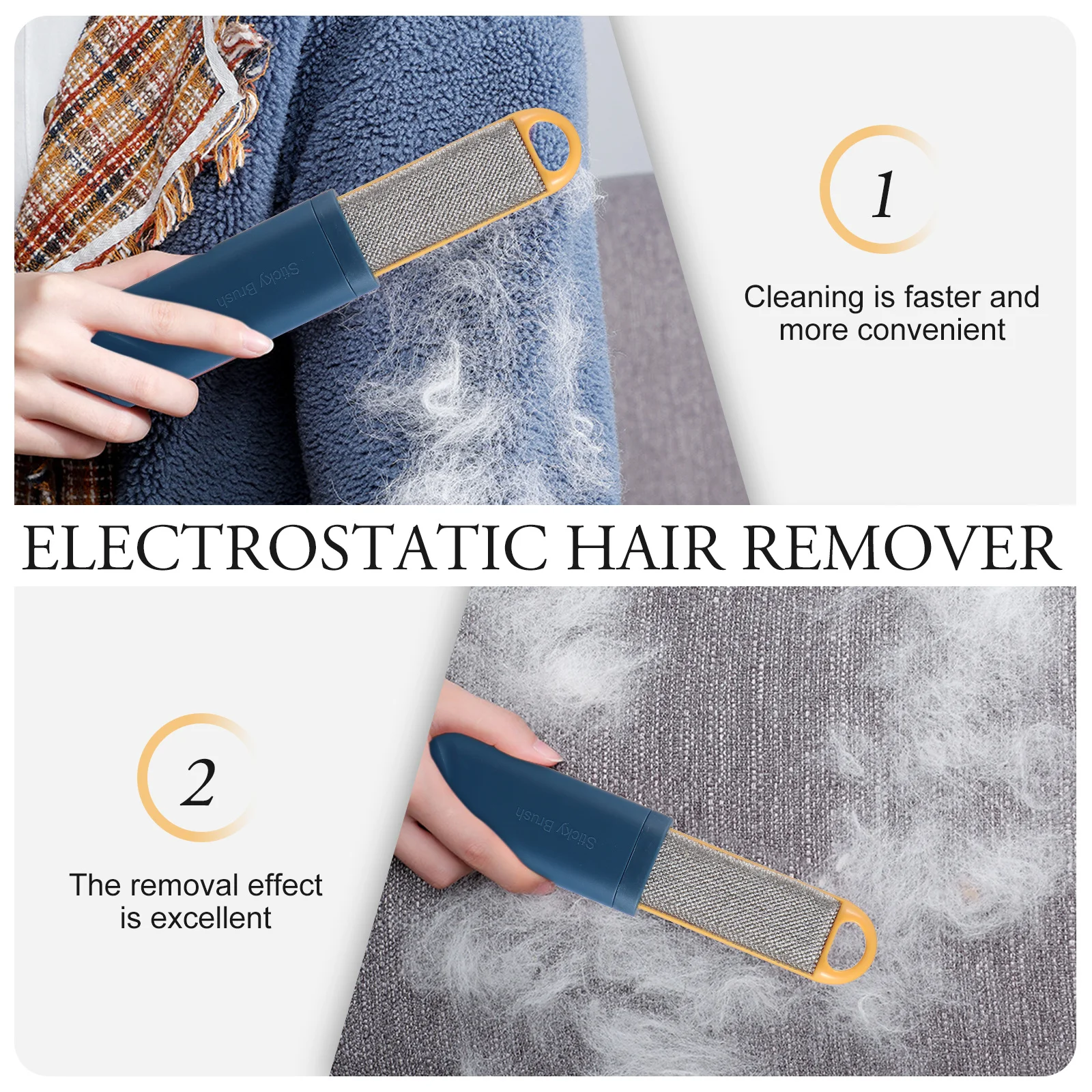 

Lint Remover Brush Double-Sided Portable Pet Remover For Clothes Cleaning Tool Compact Design Sticks Hair Fast Efficient Lint