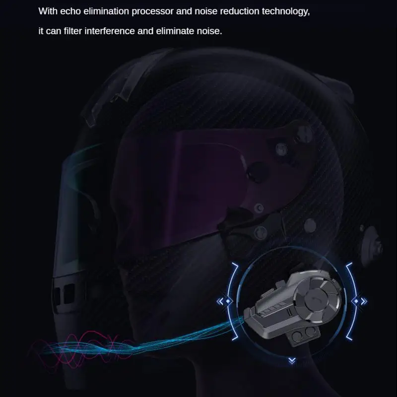 Oreillette Bluetooth 5.1 pour moto, appareil de communication pour casque, kit mains-libres étanche avec radio FM, portée 1000m, intercom pour 3 motocyclistes