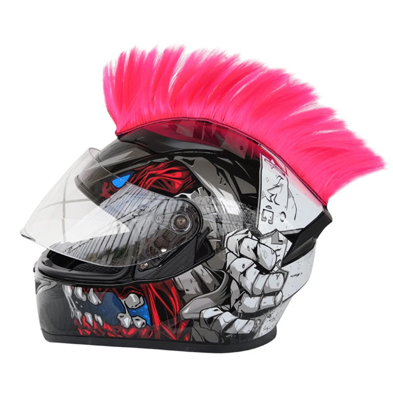 Colorful Helmet Decorations Hair Punk Bicycle Universal Synthetic Wigs Hawks Mohawk Reusable Motorcycle Car Accessories