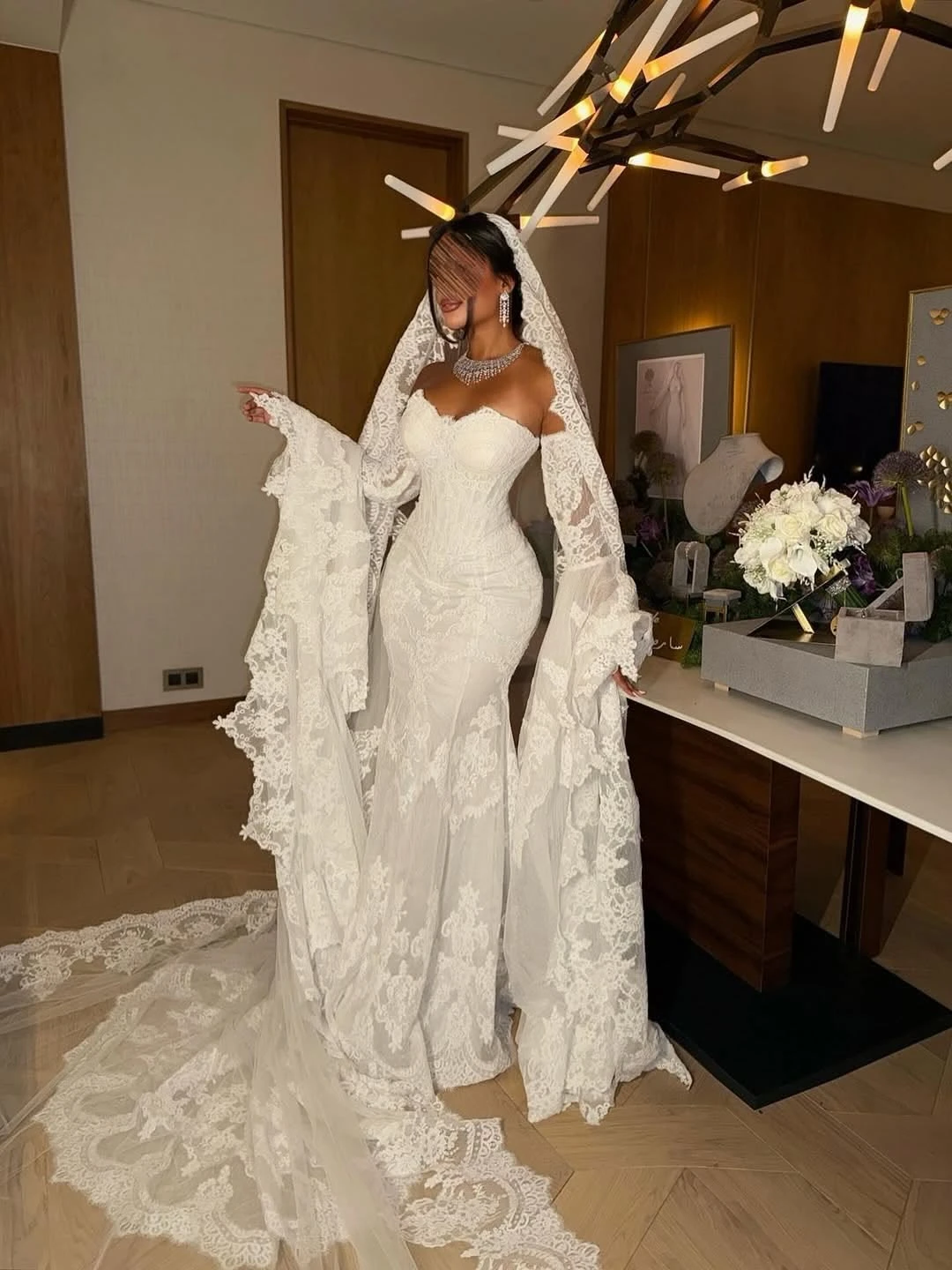 Designer Mermaid Wedding Dress Sweetheart Neck Removable Sleeves Bridal Gowns Lace Sweep Train Dresses Custom Made vestidos
