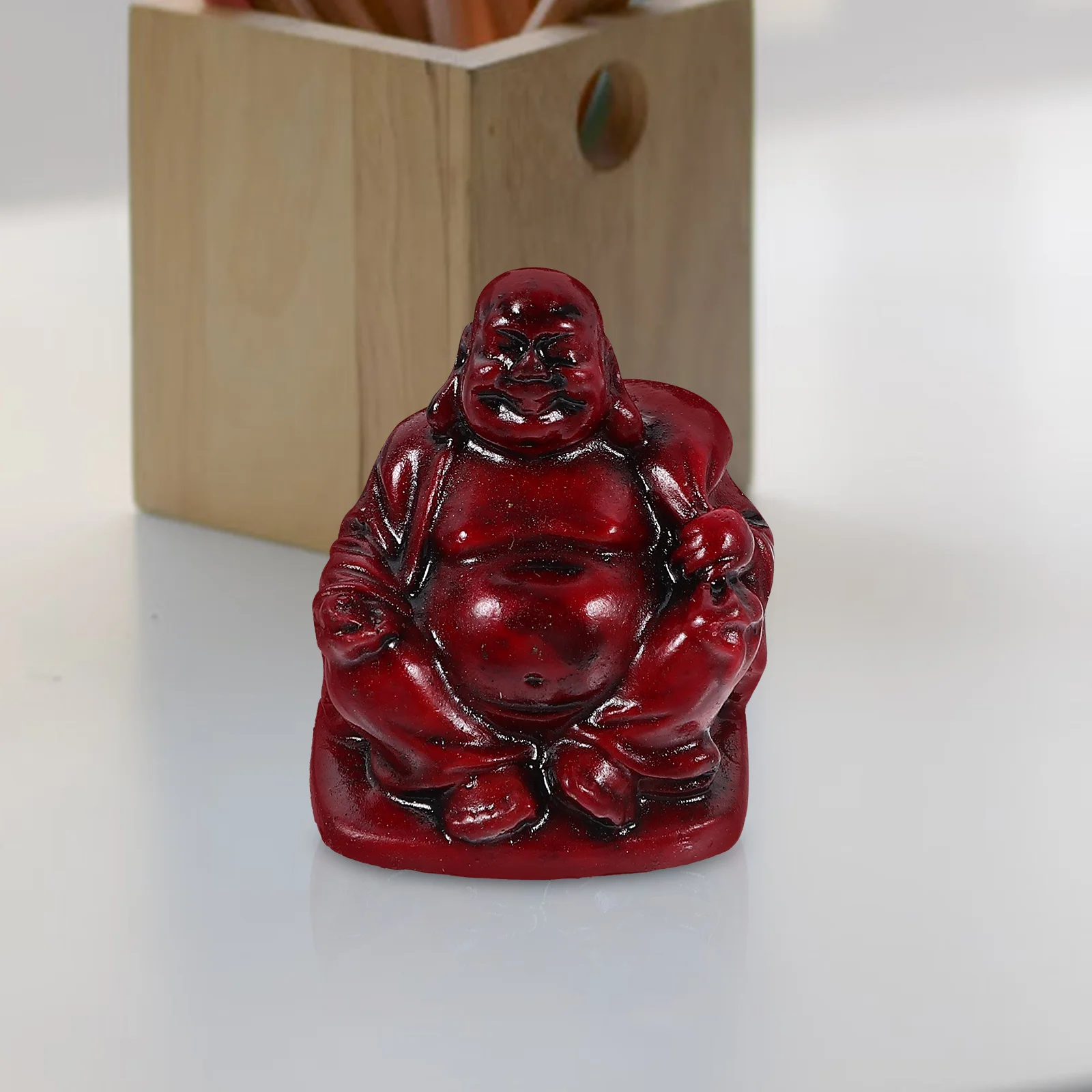 

6pcs Mini Maitreya Buddha Statue Resin Desktop Decor For Office Home Shelf Car Interior Vintage Style Ornament