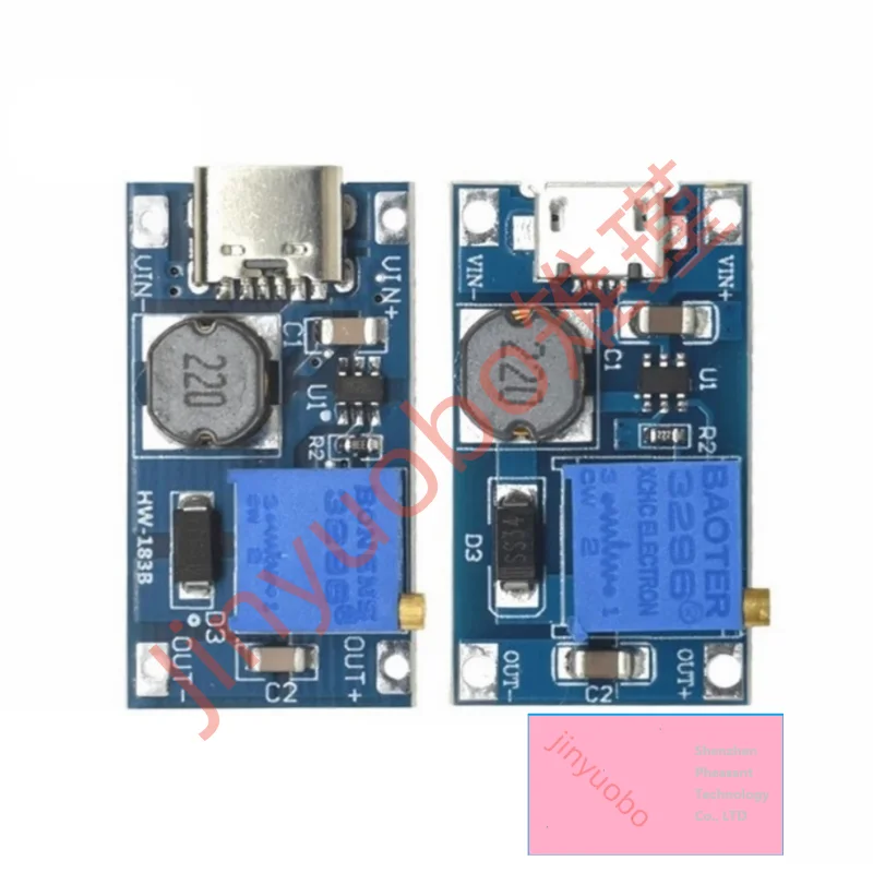 (1 piece) 100% New 2a boost board DC-DC boost module wide voltage input 2/24V boost 5/9/12/28V adjustable MT3608 Chipset