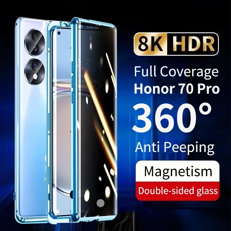 

Новинка 360 полностью магнитный металлический защитный чехол для объектива Huawei Nova 10 9 8 7 P60 P50 Honor 50 70 Pro двухсторонний стеклянный чехол для телефона