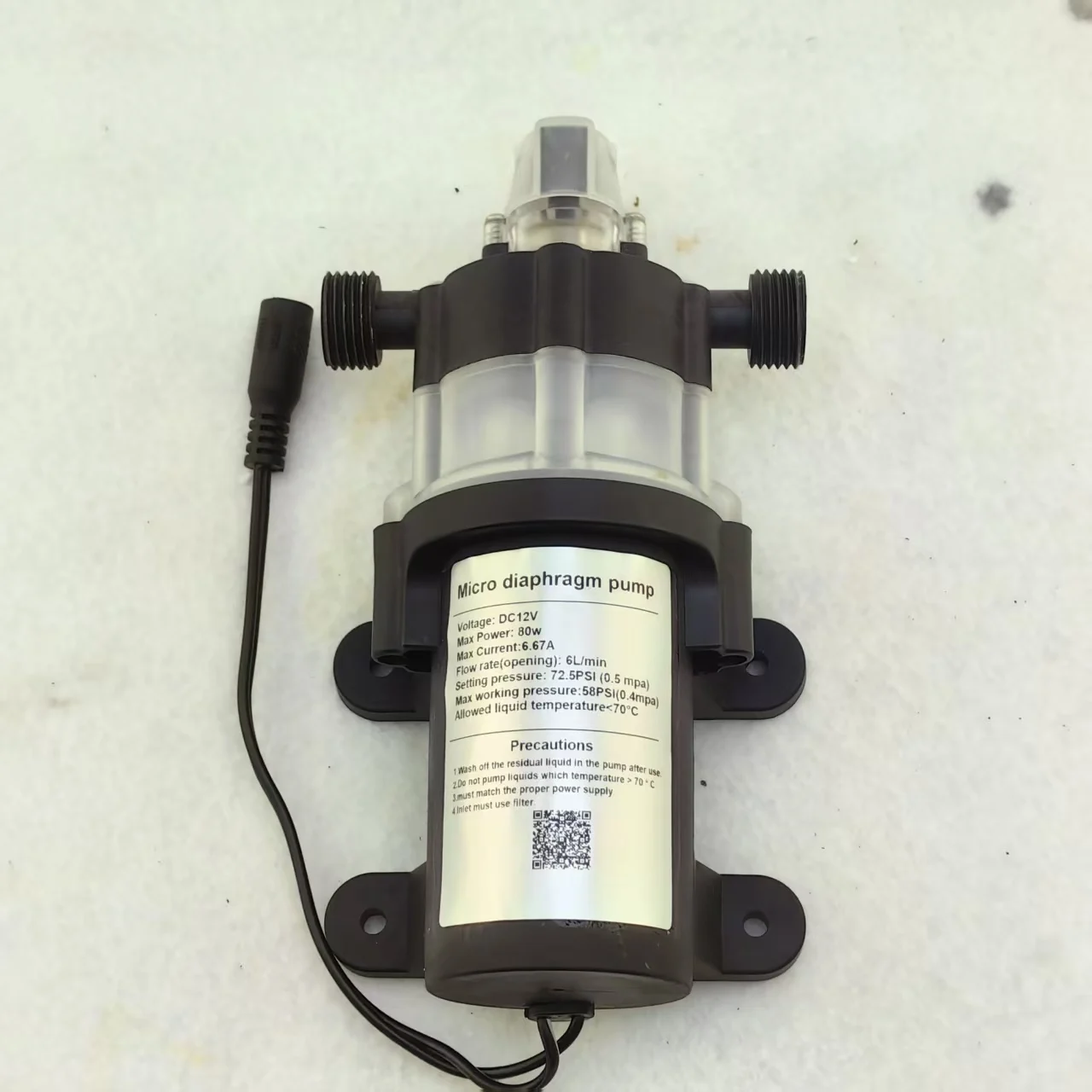 Factory direct sales DC low noise 12v 24v miniature electric diaphragm pump self-priming automatic start-stop water pump 80W