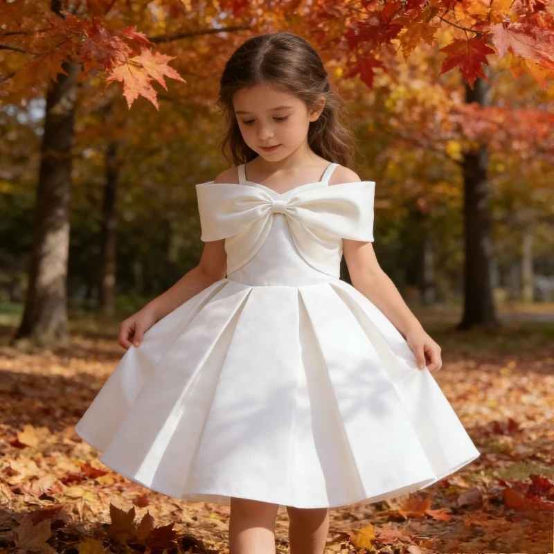 Girls White Pink Princess Dress Summer Suspender Trendy Party Birthday Outfit