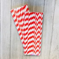 50pcs  Red Paper Straws, Birthday Straws, Red Stripe Straws   mermaid birthday party  encanto party decorations