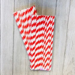 50pcs  Red Paper Straws, Birthday Straws, Red Stripe Straws   mermaid birthday party  encanto party decorations
