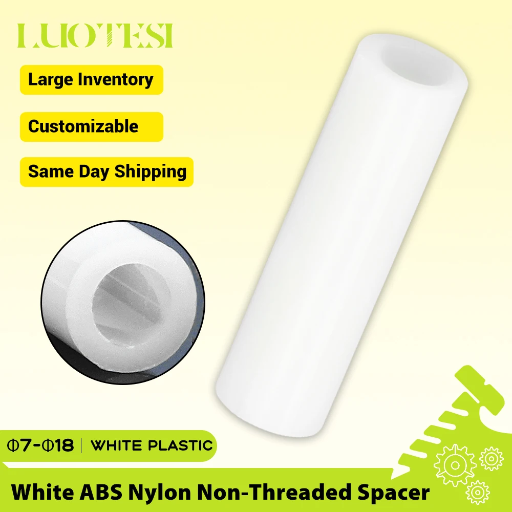 10/20/50pcs White ABS Nylon Non-Threaded Spacer M7 M9 M11 M14 M16 M18 White Plastic Hollow Standoff Screw Bolt for PCB Board