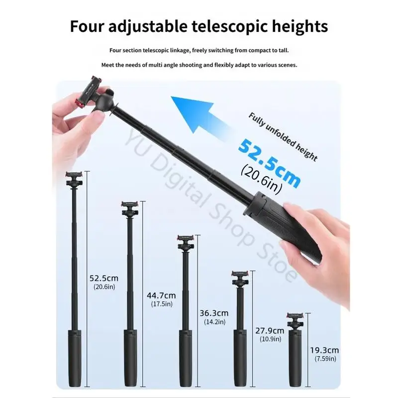 96BA Faltbare Selfie-Stick-Stativ-Kombination für ACTION 6, verstellbare, stabile Fotografie – Detail 6