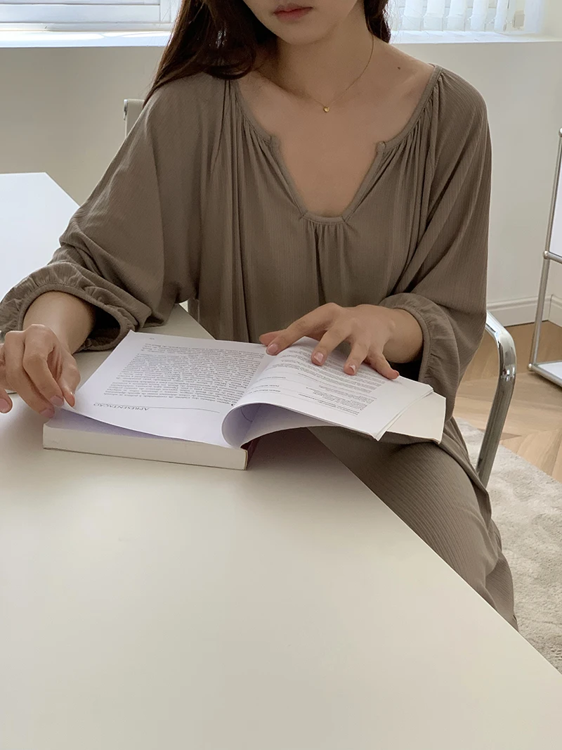 

Мягкая драпированная удобная домашняя одежда, длинное платье с v-образным вырезом, женская летняя тонкая ткань, глубокая U-образная резинка, размер включено