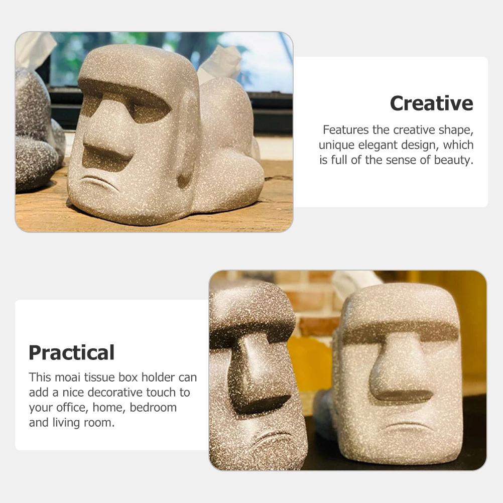 

Retro Moai Tissue Box Paper Holder Vintage Home Decor Cute Tissue Box Cover Bedroom Dresser Decor Paper Towel Dispenser Novelty