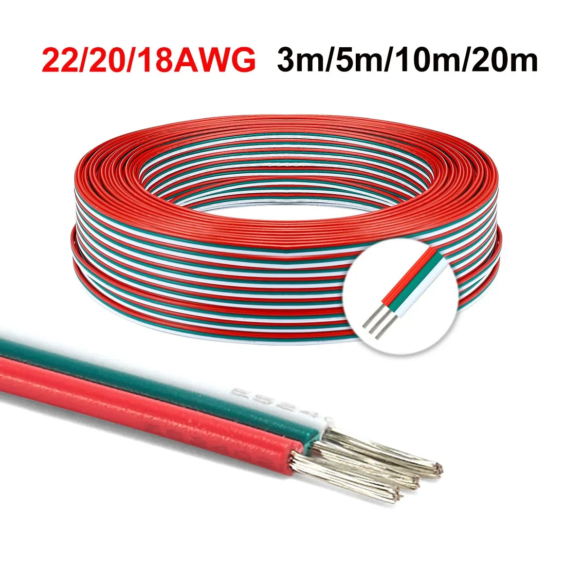 3 Pin LED Strip สาย 3 Core สาย RGB ยืดหยุ่น 5V 12V สายไฟสําหรับ WS2811 WS2812B COB Light Bar JST Connector