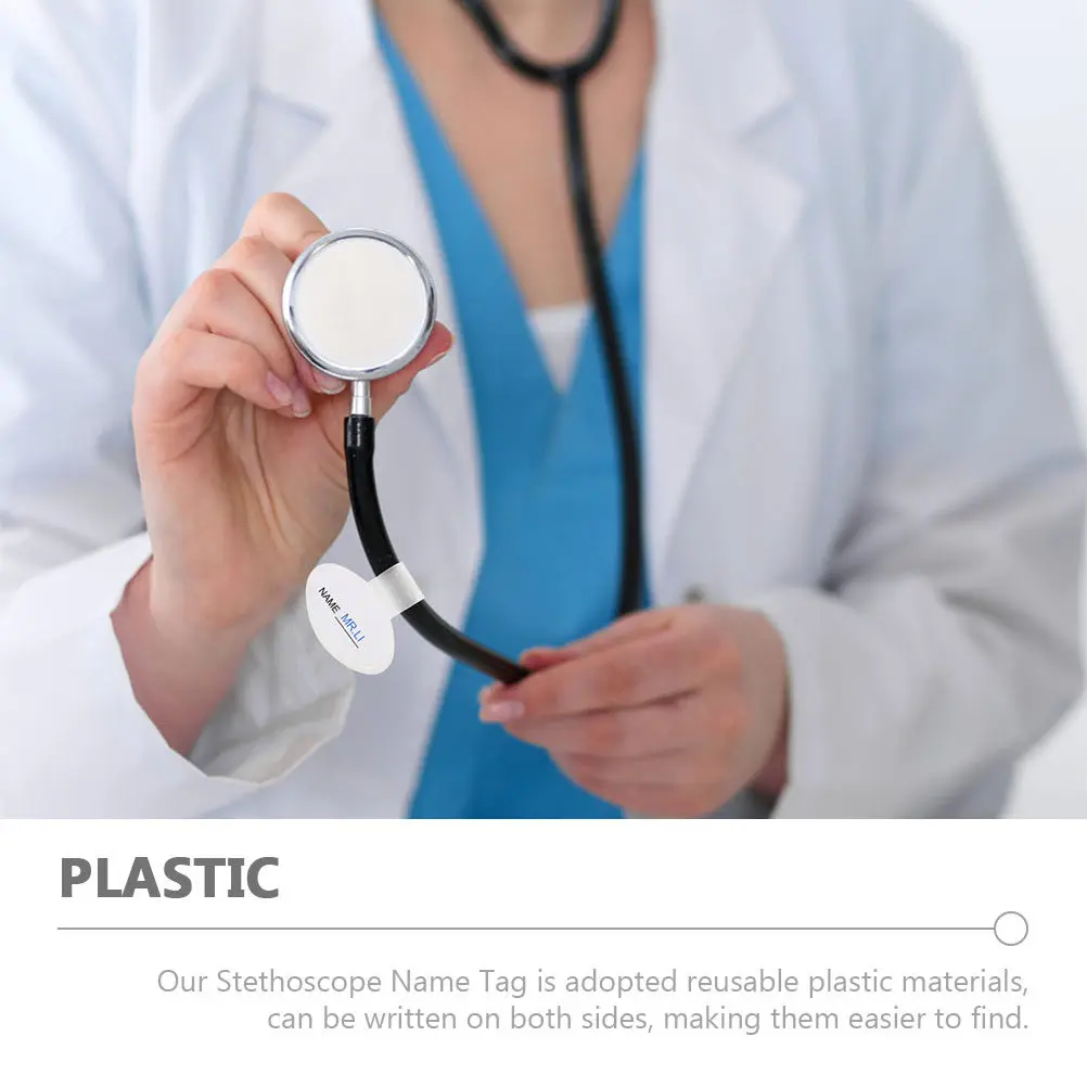 6Pcs Stethoscope Name Tags Identification Id Clip Reusable Plastic Double Sided Stethoscope Tube Holder Replacement Accessories